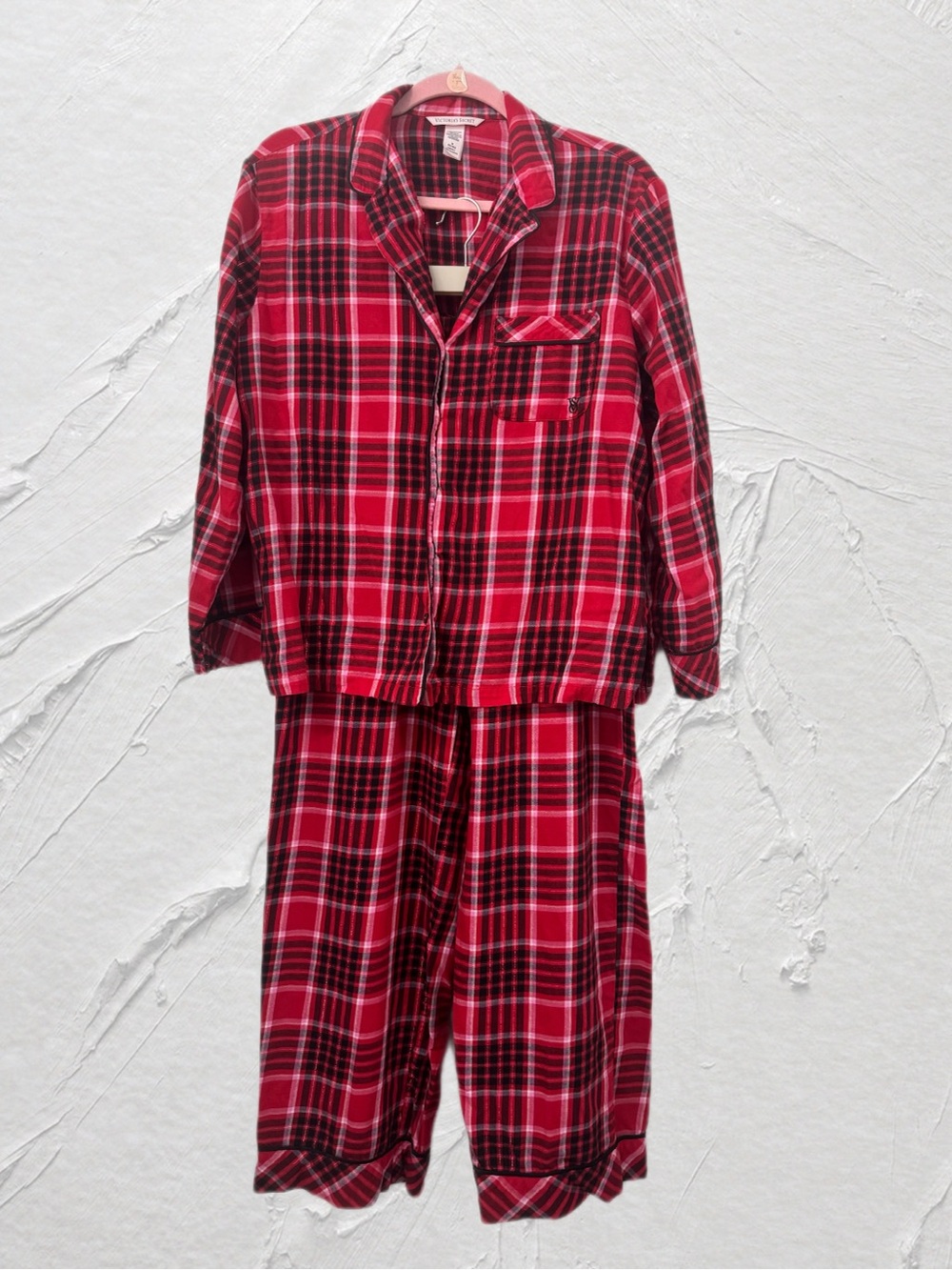 Victoria’s Secret Red Plaid 2pc Pajama Set M
